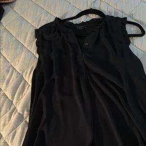 Ann Taylor Black Sleeveless Ruffled Blouse